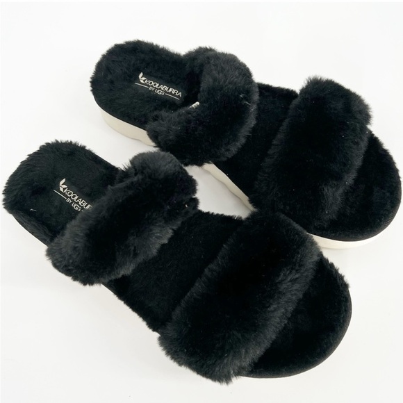 Koolaburra by UGG black‎ fuzzy slippers - Picture 1 of 11